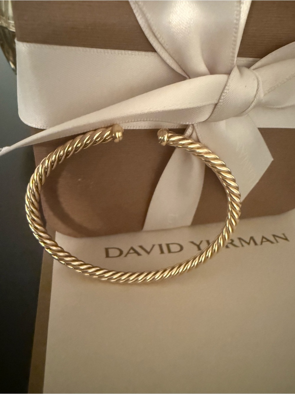 GORGEOUS David Yurman 18k Yellow Gold Cable Open Cuff Bracelet! - 4mm - Picture 3 of 10